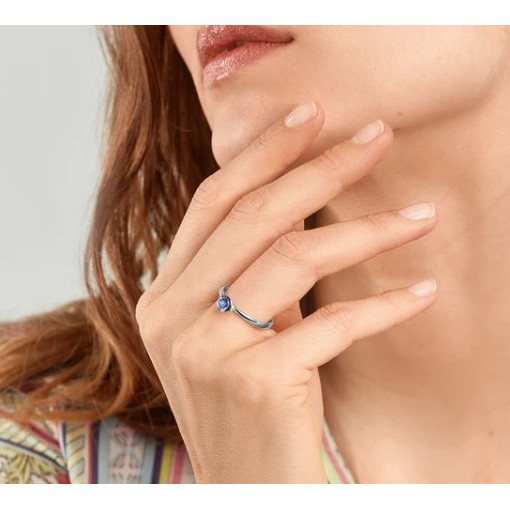 BoutonSolitaire Ring blauer Saphir