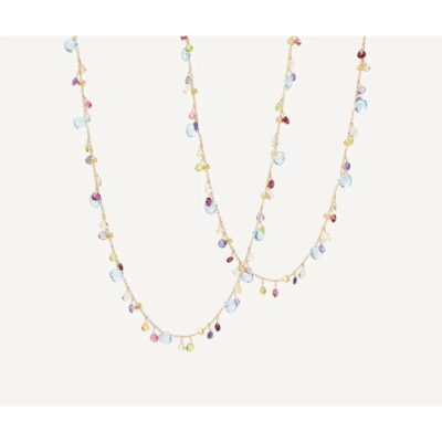 Lange Halskette mit bunten Edelsteinen