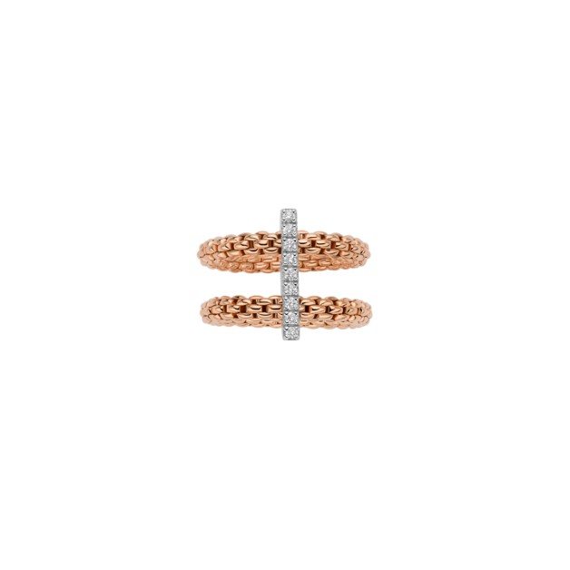 Doppelter Mesh-Ring mit Diamantpavé