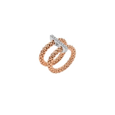 Doppelter Mesh-Ring mit Diamantpavé