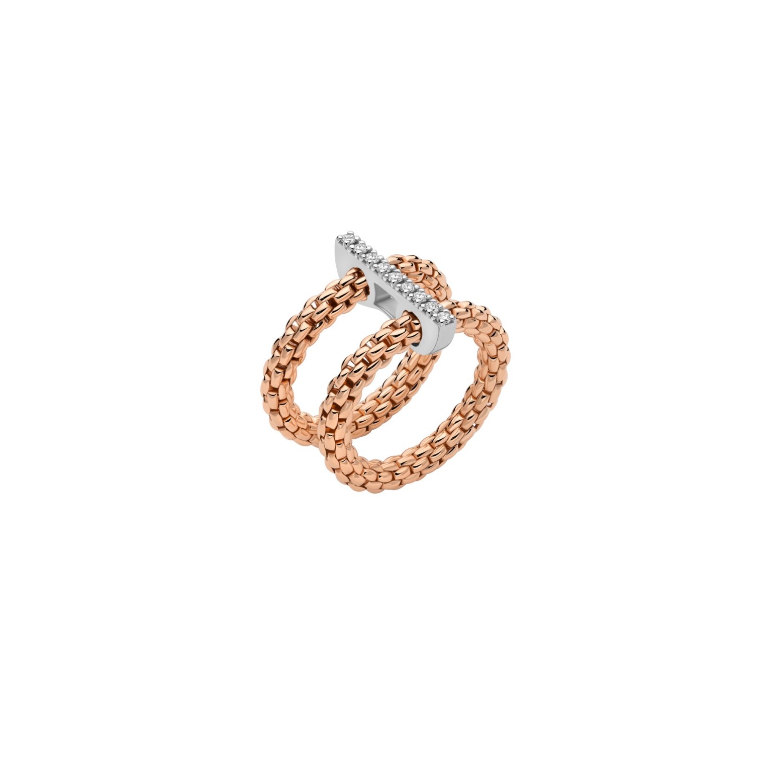 Doppelter Mesh-Ring mit Diamantpavé