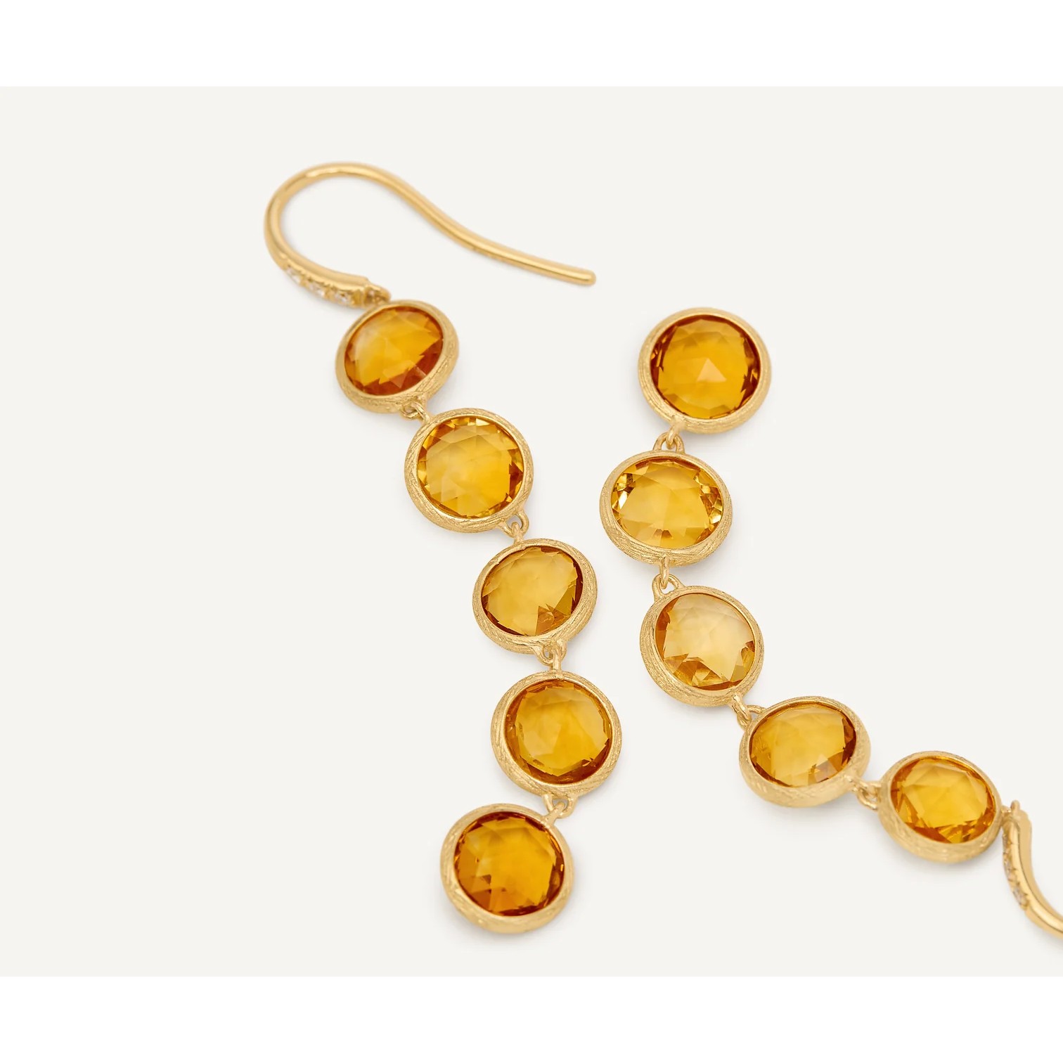 Hängeohrringe mit gelben Quarzen und Diamanten
